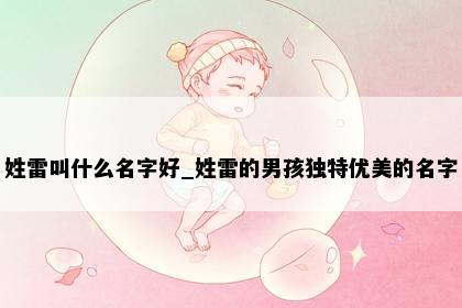 姓雷叫什么名字好_姓雷的男孩独特优美的名字