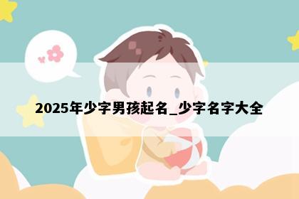 2025年少字男孩起名_少字名字大全