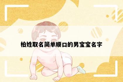 柏姓取名简单顺口的男宝宝名字