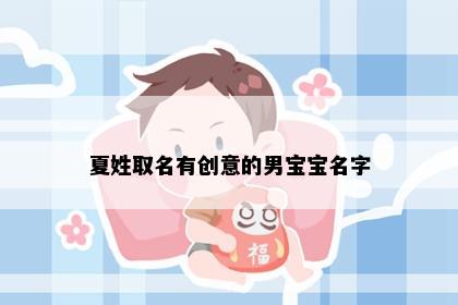 夏姓取名有创意的男宝宝名字
