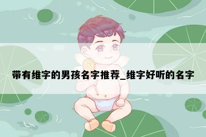 带有维字的男孩名字推荐_维字好听的名字