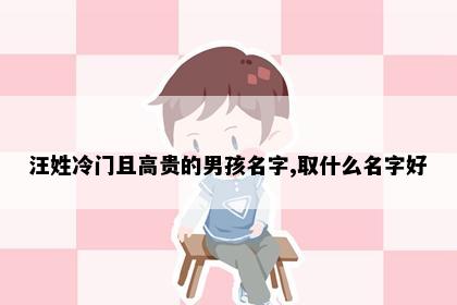 汪姓冷门且高贵的男孩名字,取什么名字好