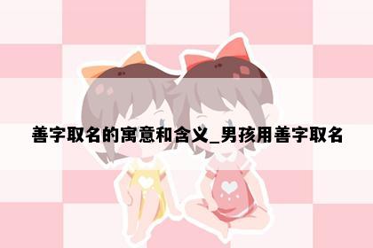 善字取名的寓意和含义_男孩用善字取名