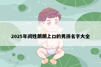 2025年闵姓朗朗上口的男孩名字大全