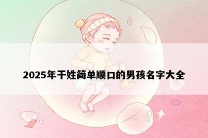 2025年干姓简单顺口的男孩名字大全