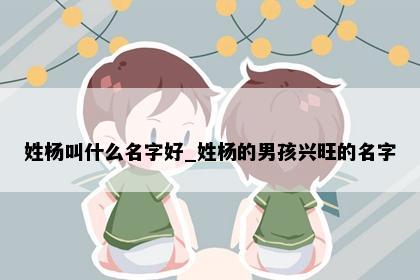 姓杨叫什么名字好_姓杨的男孩兴旺的名字