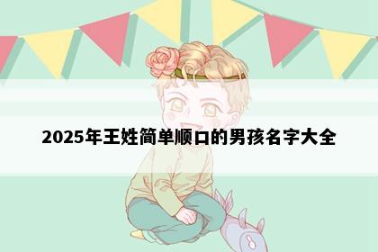 2025年王姓简单顺口的男孩名字大全