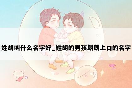 姓胡叫什么名字好_姓胡的男孩朗朗上口的名字
