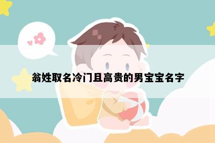 翁姓取名冷门且高贵的男宝宝名字