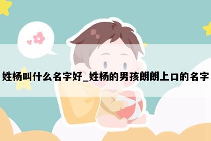 姓杨叫什么名字好_姓杨的男孩朗朗上口的名字