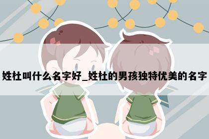 姓杜叫什么名字好_姓杜的男孩独特优美的名字