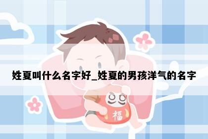 姓夏叫什么名字好_姓夏的男孩洋气的名字